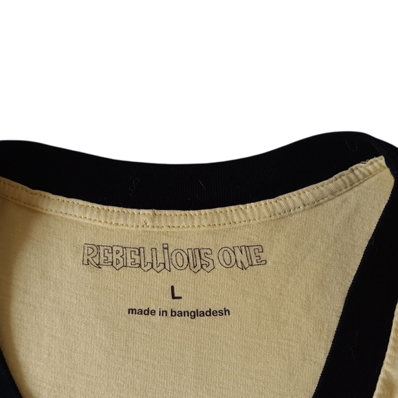 Rebellios One Moon Child women's yellow  short-sleeve crop top t-shirt size L - Picture 9 of 9